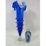 Stuart Akroyd art glass scent bottle and a art glass vase.
