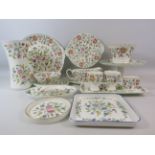 17 Pieces of decorative Minton Haddon hall china.