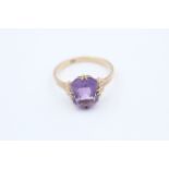 9ct Gold Amethyst Solitaire Statement Ring