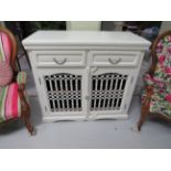 White painted pierced fronted cabinet. See photos.