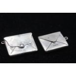 Two Antique Silver Stamp Holder Pendants (13g) 193435