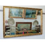 Gorgeous Gilt framed mirror with stylised etched glass image of a pony and buggy with trees. Measur