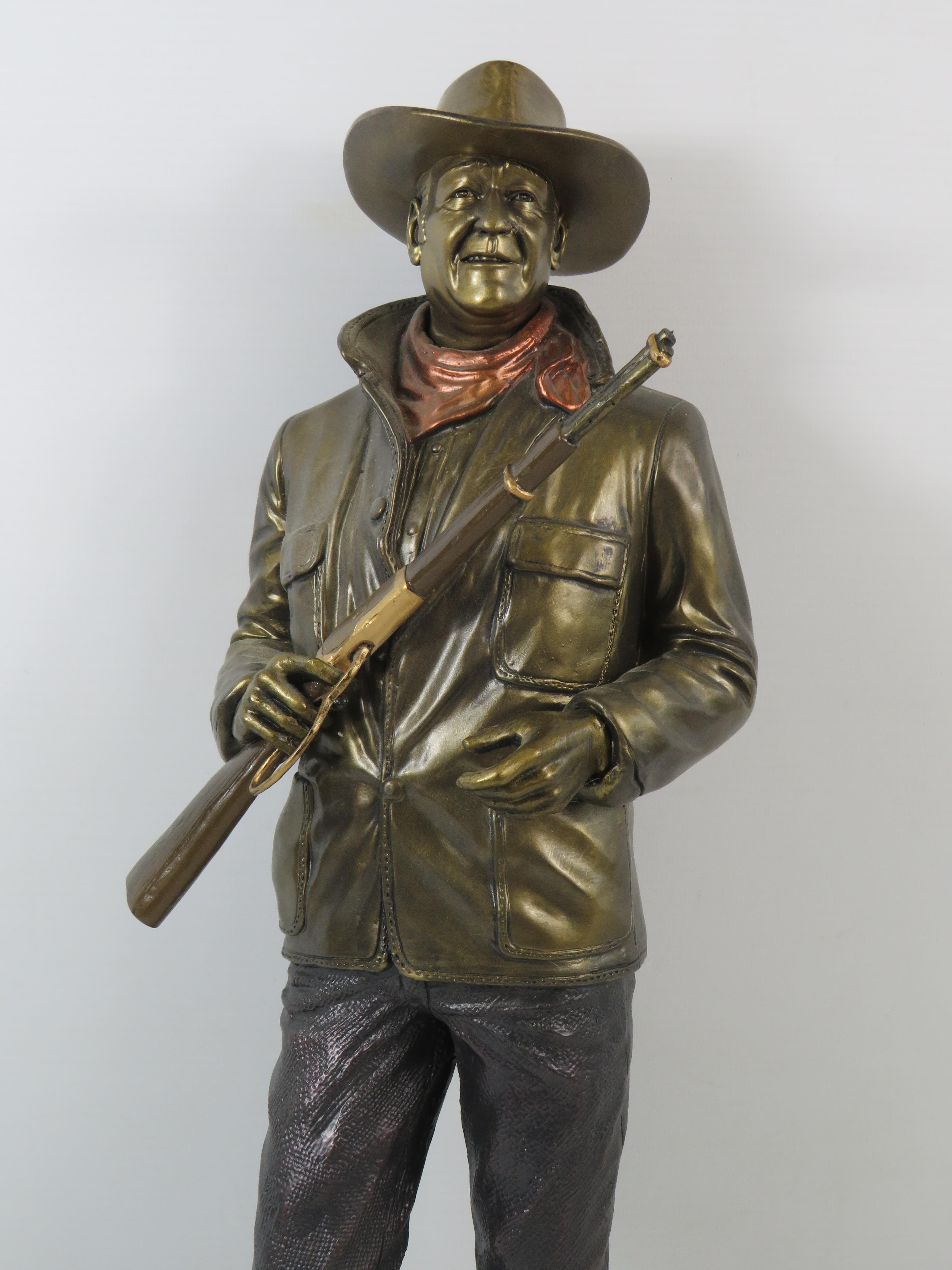 The Braford Exchange Cold cast Bronze Sculpture of John Wayne "Standing Tall" A0607. Approx 21" - Image 2 of 4