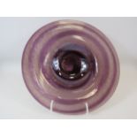 Purple hand blown art glass bowl, approx 12 3/4" diameter.