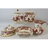 5 Pieces of Masons Ironstone in the Red Mandalay pattern.