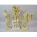 Selection of neoclassical greek style figurines the tallest is approx 10" tall.