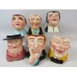 6 Avonware vintage toby jugs including Fat Boy, BuzFuz etc.