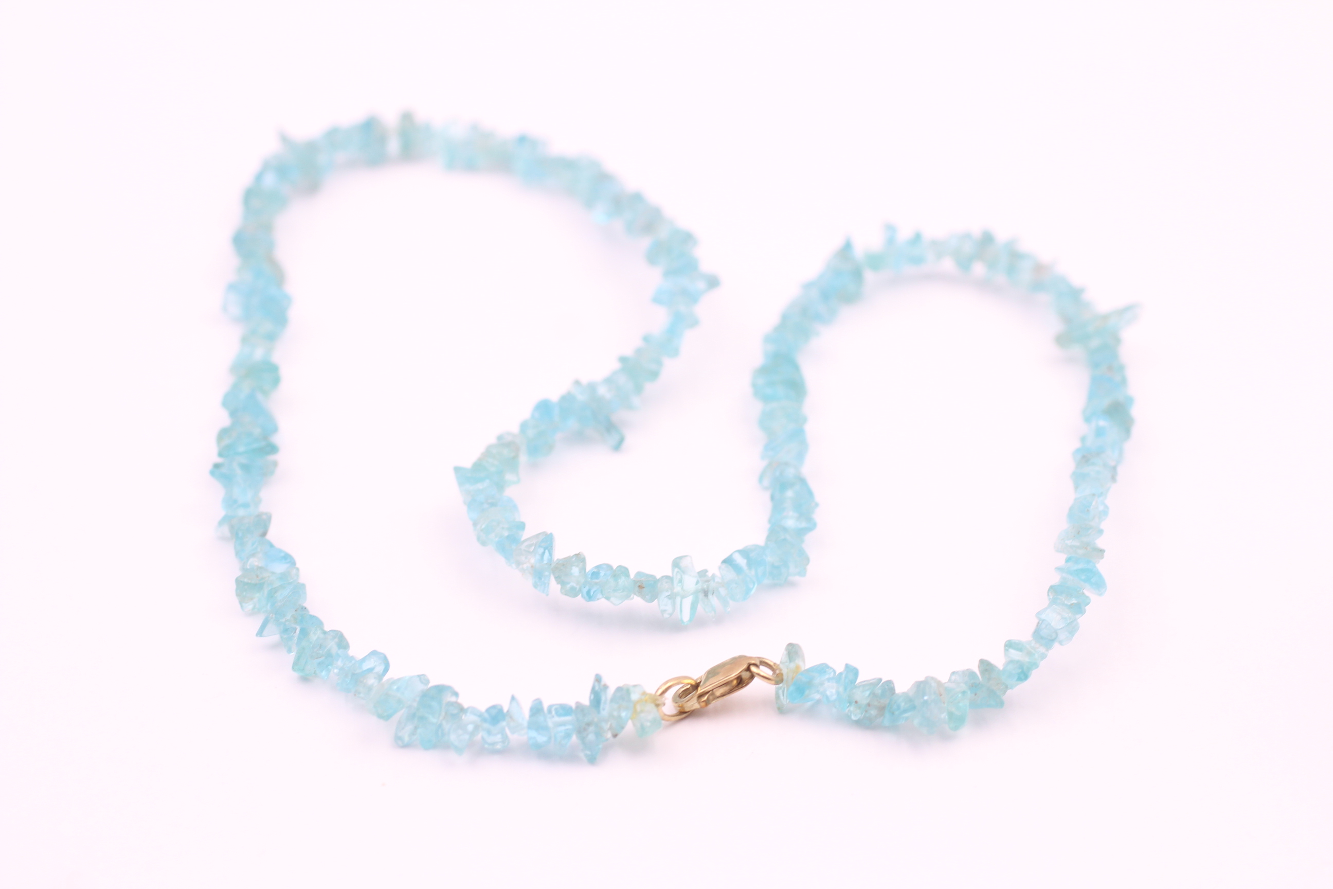 9ct Gold Clasp Raw Blue Gemstone Beads Necklace