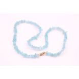 9ct Gold Clasp Raw Blue Gemstone Beads Necklace