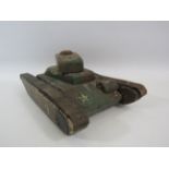 Vintage WW2 handmade wooden tank toy.