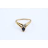 9ct Gold Sapphire & Diamond Wishbone Ring