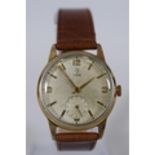 Rolex Tudor Gents watch with 9ct Gold Back. Subidiary dial with leather strap. Running order. See ph
