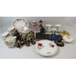 Royal Vale part tea set and a mix of collectables including Bibles and figurines.