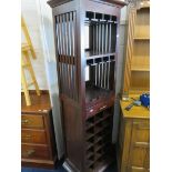 Handsome Dark wood wine stand with bottle rack below, glass rack above.. Lovely condition.. H:71 x W