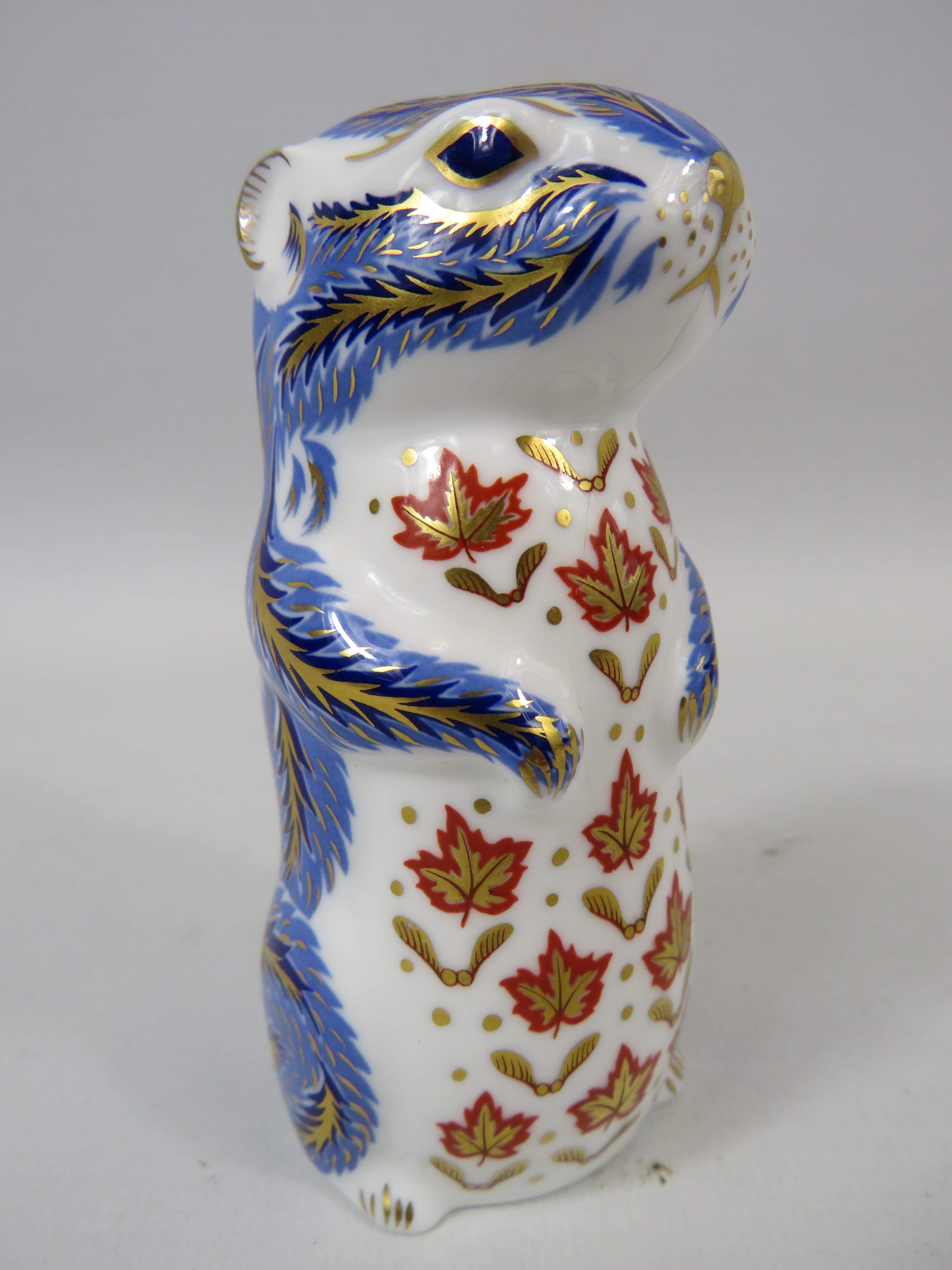 Royal Crown Derby paperweight Chipmonk with gold stopper. - Image 2 of 3