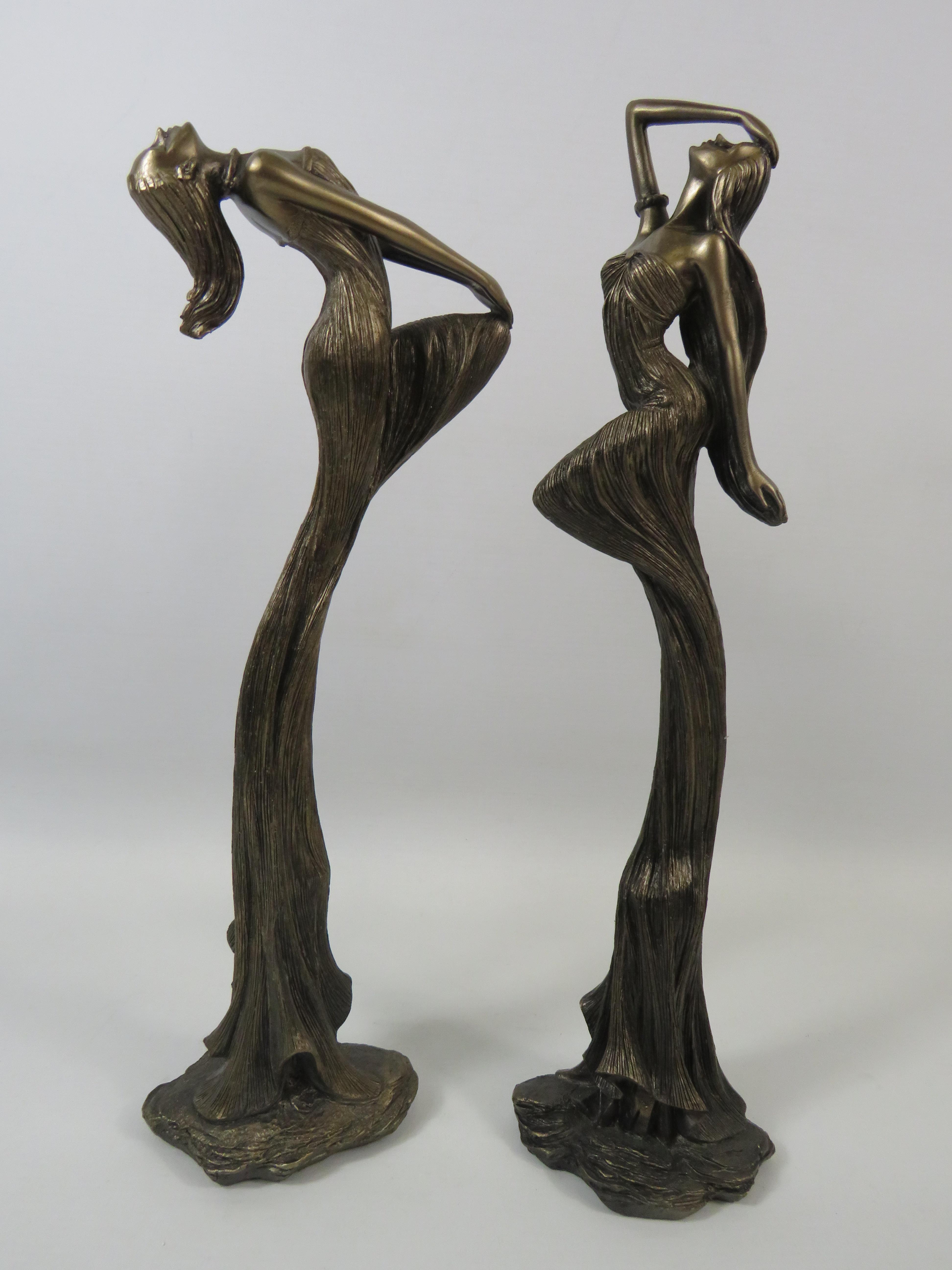 Pair of Art nouveau style figurines, approx 36cm tall. With boxes.