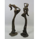 Pair of Art nouveau style figurines, approx 36cm tall. With boxes.
