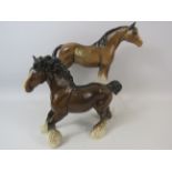 Beswick Cantering shire horse figurine plus one other by Melbaware (repair to leg)