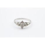 9ct White Gold Diamond Floral Openwork Ring