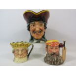 3 Royal Doulton Toby jugs including a limited edition W G Grace, Dick Turpin and Old King Cole.