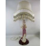 Vittorio Sabadin Italian figurine lamp with shade. 35" from base to the top of the shade.