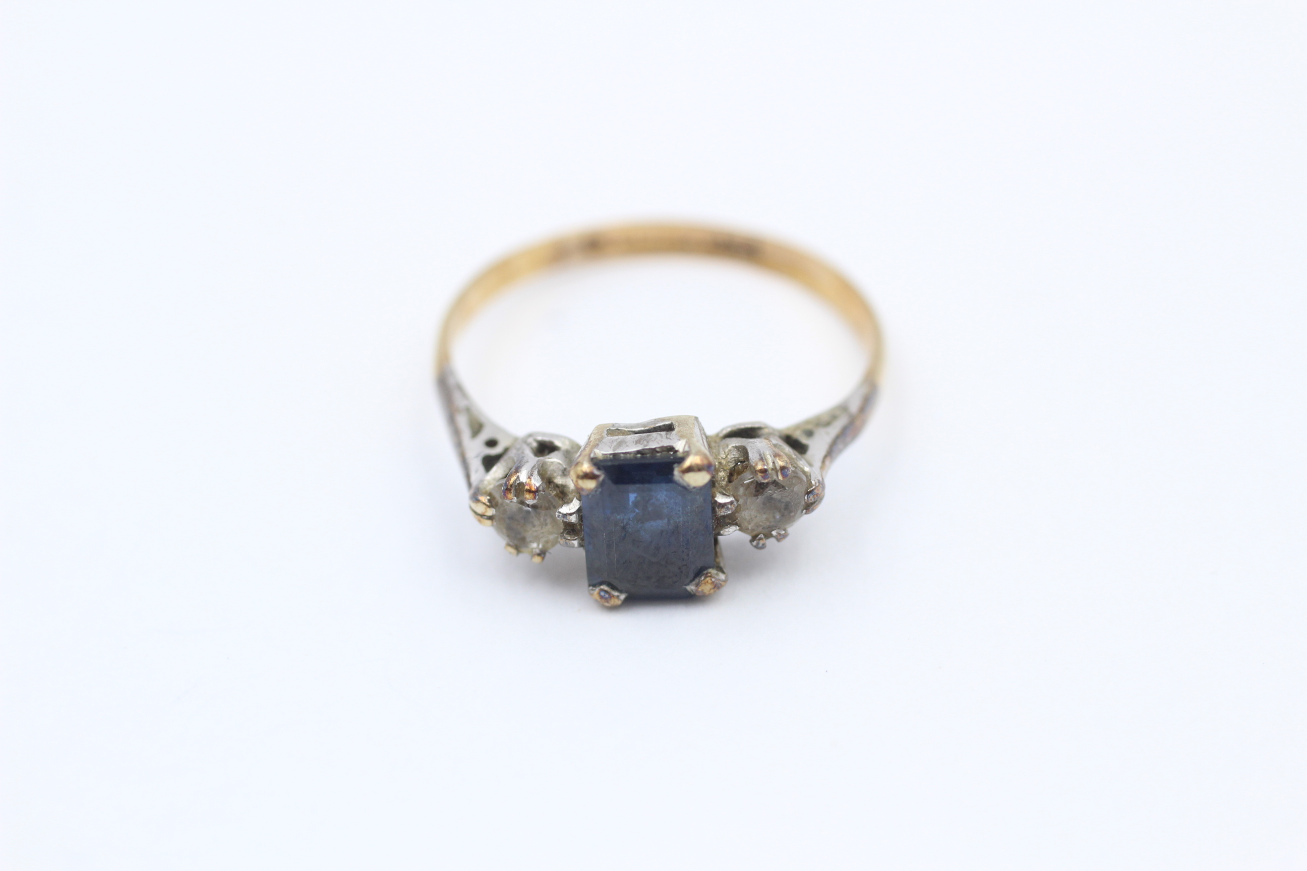 9ct Gold Sapphire & Paste Trilogy Dress Ring