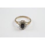 9ct Gold Vintage Sapphire And White Cz Set Cluster Ring (1.8g) 2026026