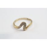 9ct Gold Vintage Diamond Set Swirl Dress Ring (1.7g) 2026039