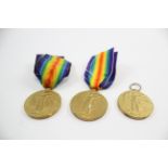 3 x WW1 Victory Medals, Pte Roper RAMC, Gnr Cooper RA & 3AM MGA Baker RAF 696554