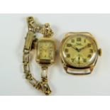Ladies Everite swiss made watch with 9ct case and strap (non runner for repairs) plus a 9ct Gold cas
