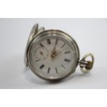 .800 SILVER Men's Vintage Open Face POCKETWATCH Key-wind Working 76g 942305