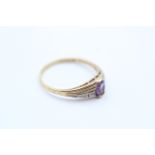 9ct Gold Amethyst & Diamond Five Stone Dress Ring (1.6g) 2036236