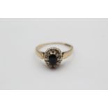 9ct Gold Sapphire & Diamond Halo Dress Ring (2.3g) 2036260