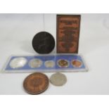 Interesting mixed lot to include the following , Copper Commemorative tablet dated 1945, 1967 US Sp