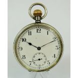 Swiss made Silver cased pocket watch with enamelled dial and subsidary dial. Crown wind in working