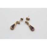 9ct Gold Blue John Teardrop Earrings (1.3g) 802753