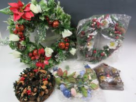 Selection of artificial Christmas wreaths etc. See photos. S2