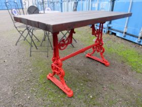 Lovely old , possibly Victorian era garden table made by Lunn & Reynolds of Bradford with cast metal