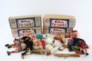 6 x Assorted Vintage Pelham Puppets Inc White Poodle Boxes Clown Etc 680983