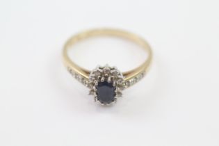 9ct Gold Diamond & Sapphire Oval Cluster Ring (2.4g) 2030674