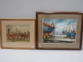 Two watercolours of the West Country. Both framed, largest being 21 x 25 Inches. See photos.