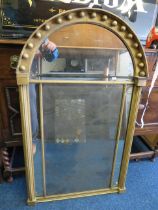 Lovely Early Victorian Over mantle mirror with domed top and three segments to base with Corinthian