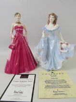 Royal Doulton Pretty ladies Happy Birthday 2005 figurine HN4722 and Coalport Pamela figurine. The