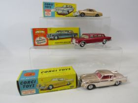 Three vintage Corgi Die cast models. Models 245, 247, 211S. All in excellent condition with origin