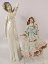 Wedgwood Royal flower show limited edition figurine plus a lladro style figurine. The tallest been