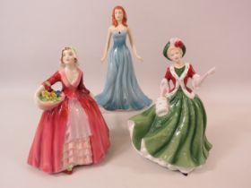 3 Royal Doulton figurines Christmas Day HN4757, Gemstones December Turquoise HN4981 and Janet