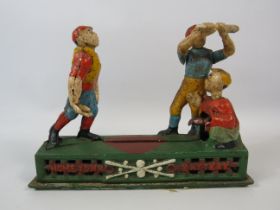 Vintage Home Time Battery cast iron mechanical money box.