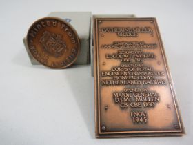 Small replica commemrative railway plaque plus a coin minted from the metropolitan line track.