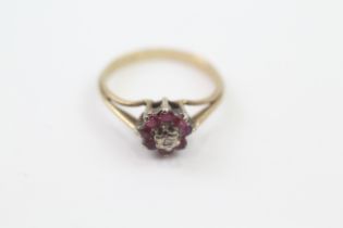 9ct Gold Diamond & Ruby Floral Cluster Ring (1.7g) 2011820