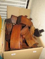Box of vintage wooden planes.